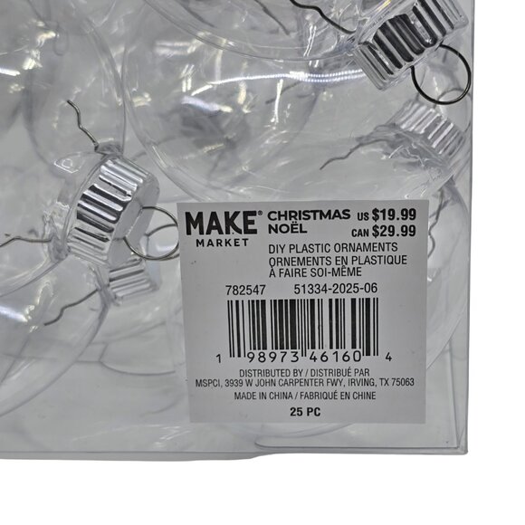Make Market Clear Fillable DIY Disc-shaped Christmas Ornaments 25 Pc NEW - Picture 5 of 6
